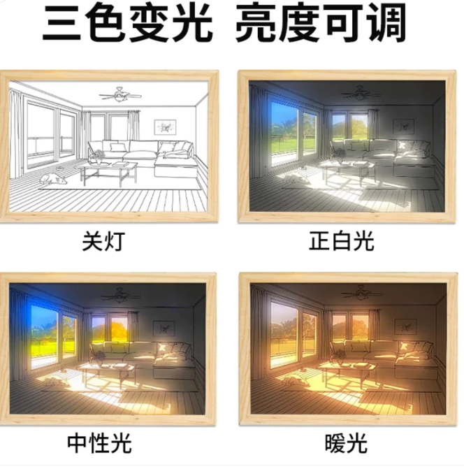【新品】夜間燈光畫 小夜燈 裝飾畫 床頭燈 燈畫 氛圍燈 弘聖ins抖音同款燈光畫韓國客廳led發光畫臥室床頭陽光畫禮物 【新品】夜間燈光畫 小夜燈 裝飾畫 床頭燈 燈畫 氛圍燈 弘聖ins抖音同款燈光畫韓國客廳led發光畫臥室床頭陽光畫禮物